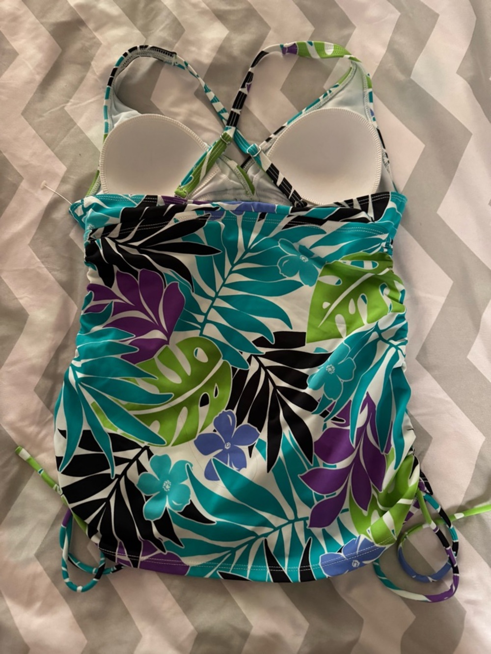 Tropical South Beach Tankini Top Rouched Sides - Picture 3 of 6